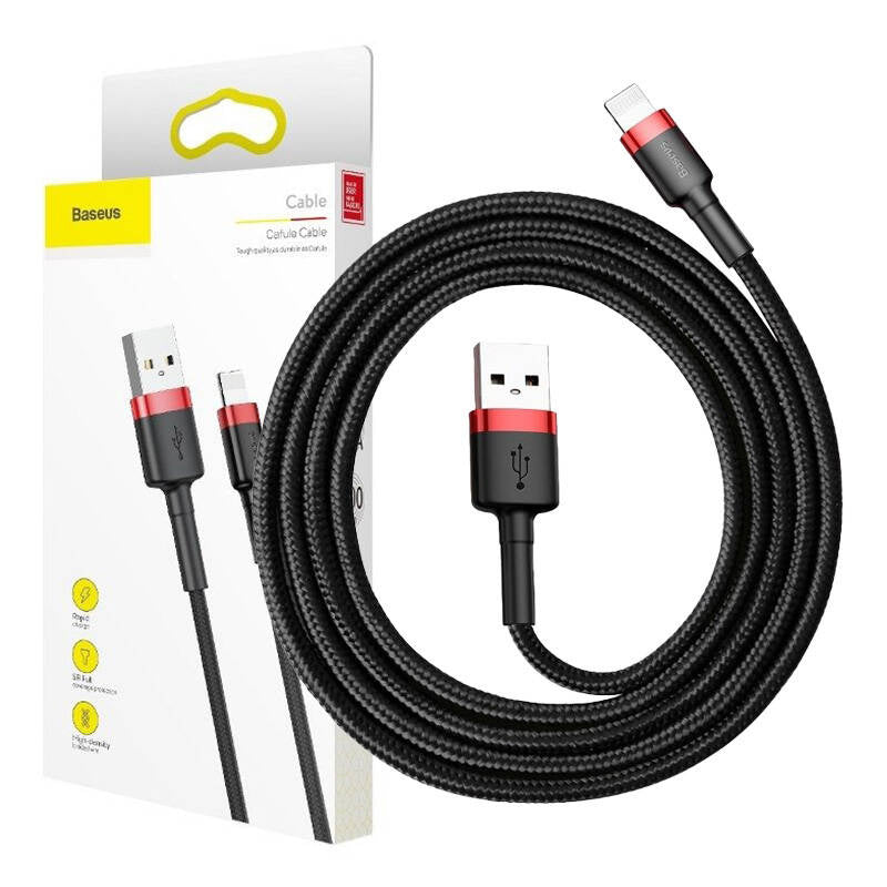 Baseus Καλώδιο USB σε Lightning Cafule 1.5A 2m (Μαύρο/Κόκκινο)