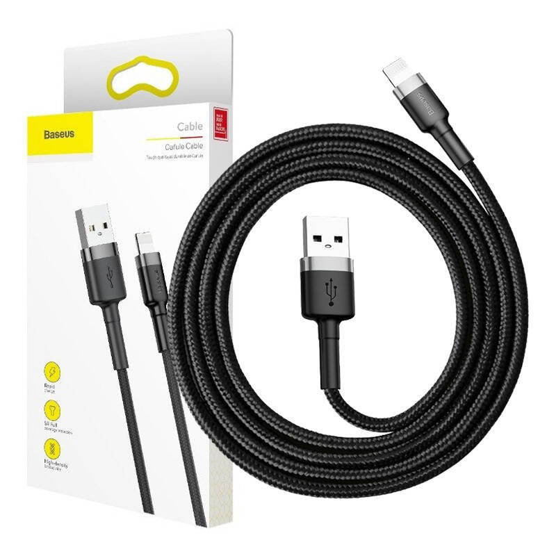 Baseus Καλώδιο USB σε Lightning Cafule 1.5A 2m (Γκρι/Μαύρο)