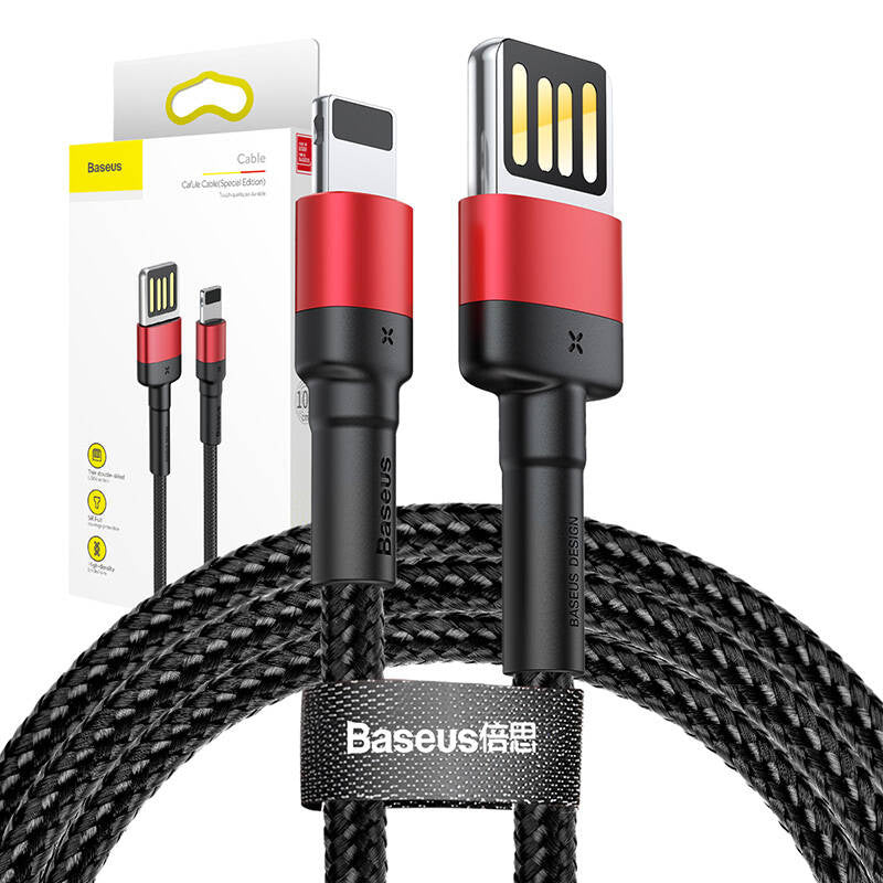 Baseus Καλώδιο USB σε Lightning Cafule Διπλής Όψης 2.4A 1m (Μαύρο/Κόκκινο)