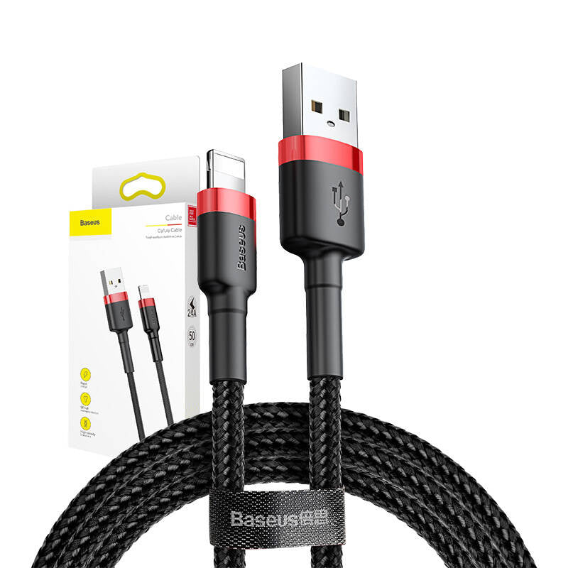 Baseus Καλώδιο USB σε Lightning Cafule 2.4A 0.5m (Κόκκινο/Μαύρο)