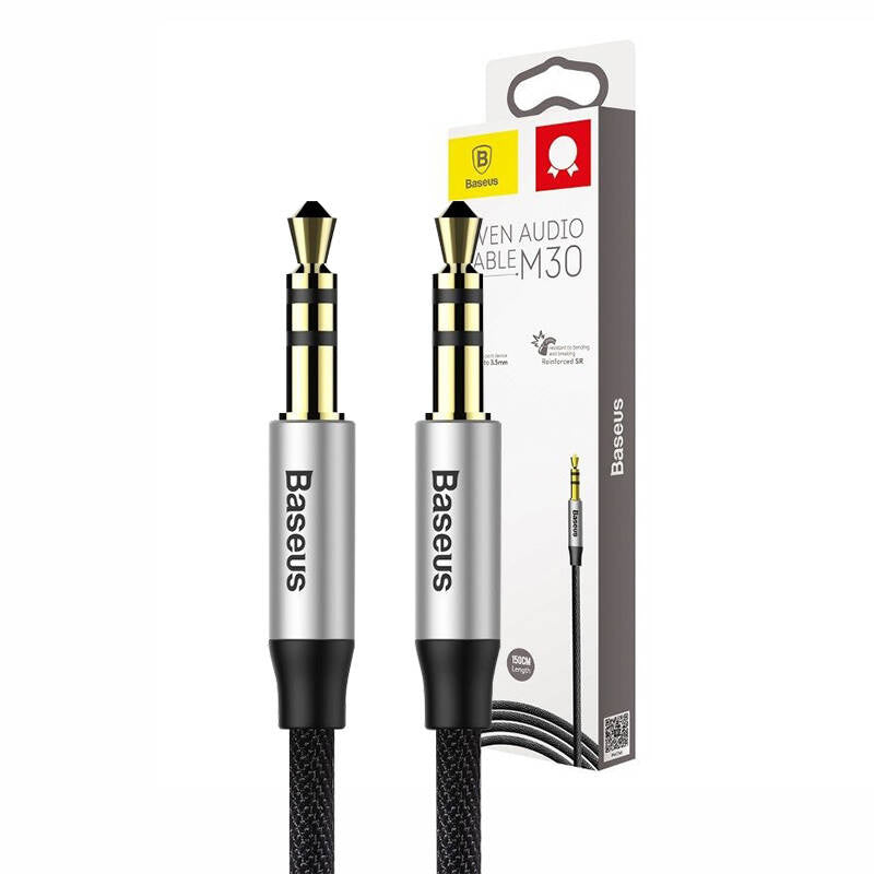 Baseus Καλώδιο Ήχου Yiven Male Mini Jack 3.5mm-Male 3.5mm 1.5m (Ασημί/Μαύρο)