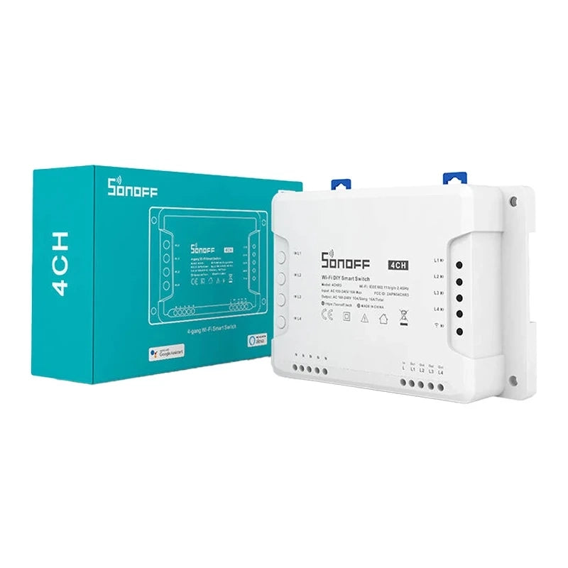 Sonoff Έξυπνος Ενδιάμεσος Διακόπτης WiFi 4CHR3 (Λευκό)