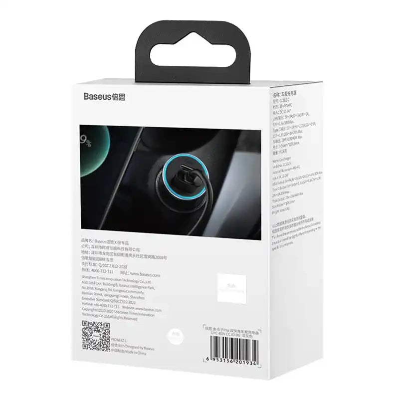 Baseus Φορτιστής Αυτοκινήτου Golden Contactor Pro, USB + USB-C, QC4.0+, PD, SCP, 40W (Γκρι)