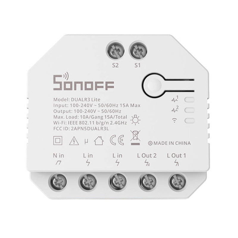 Sonoff Έξυπνος Ενδιάμεσος Διακόπτης WiFi Dual R3 Lite (Λευκό)