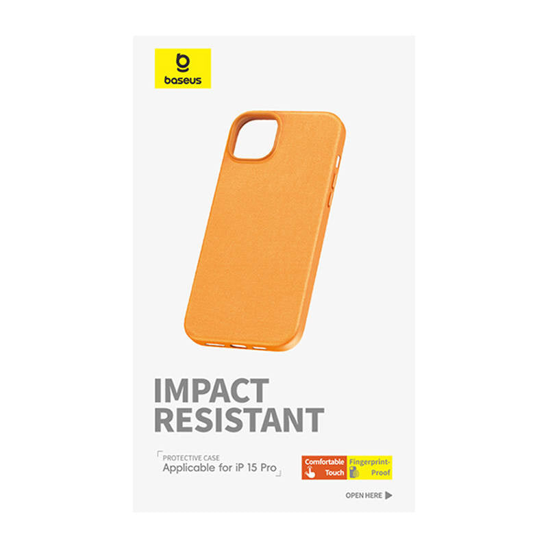 Baseus Θήκη Τηλεφώνου Fauxther Series για iPhone 15 ProMax (Πορτοκαλί)