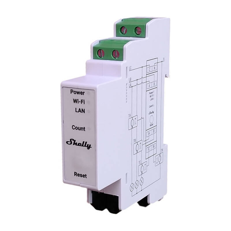Shelly PRO 3EM 400A 2-Phase Energy Meter, WiFi/Bluetooth