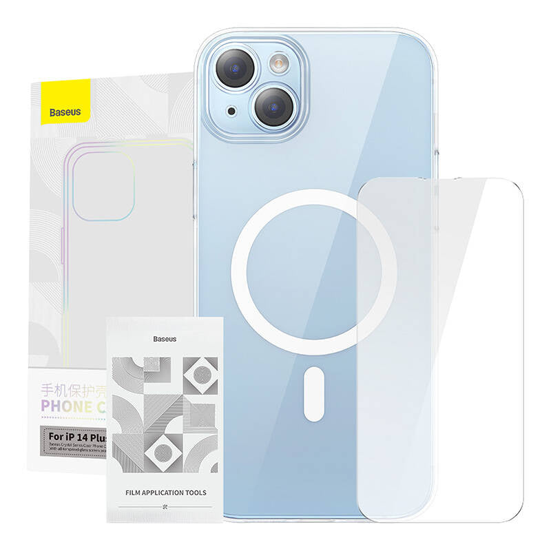 Baseus Μαγνητική Θήκη Crystal Series για iPhone 14 Plus + Προστατευτικό Οθόνης Tempered Glass (Διαφανές)