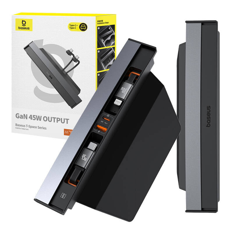 Baseus Hub T-Space με Καλώδια USB-C σε Lightning για Αυτοκίνητα Tesla (Μαύρο)