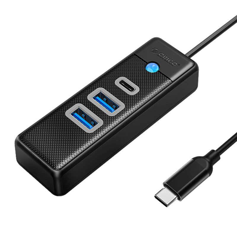 Adapter Hub USB-C do 2x USB 3.0 + USB-C Orico, 5 Gbps, 0.15m (czarny)