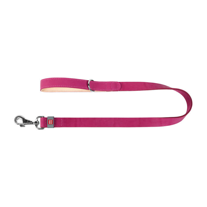 Natural leather dog leash WAUDOG W. 20mm, lgth. 122cm pink