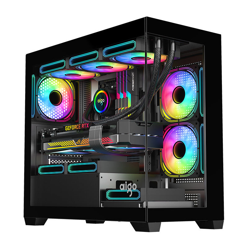 Darkflash Computer Case C218M + 6 ARGB fans (Black)