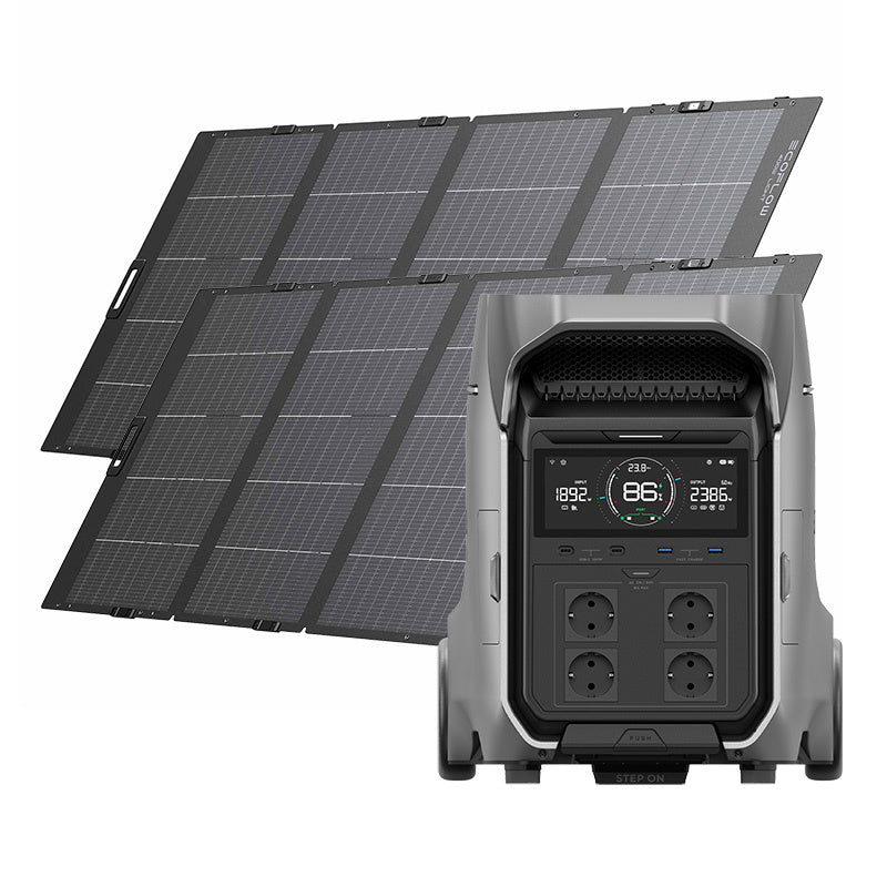 Bundle: Power station EcoFlow Delta Pro 3 + 2x portable solar panel 400W