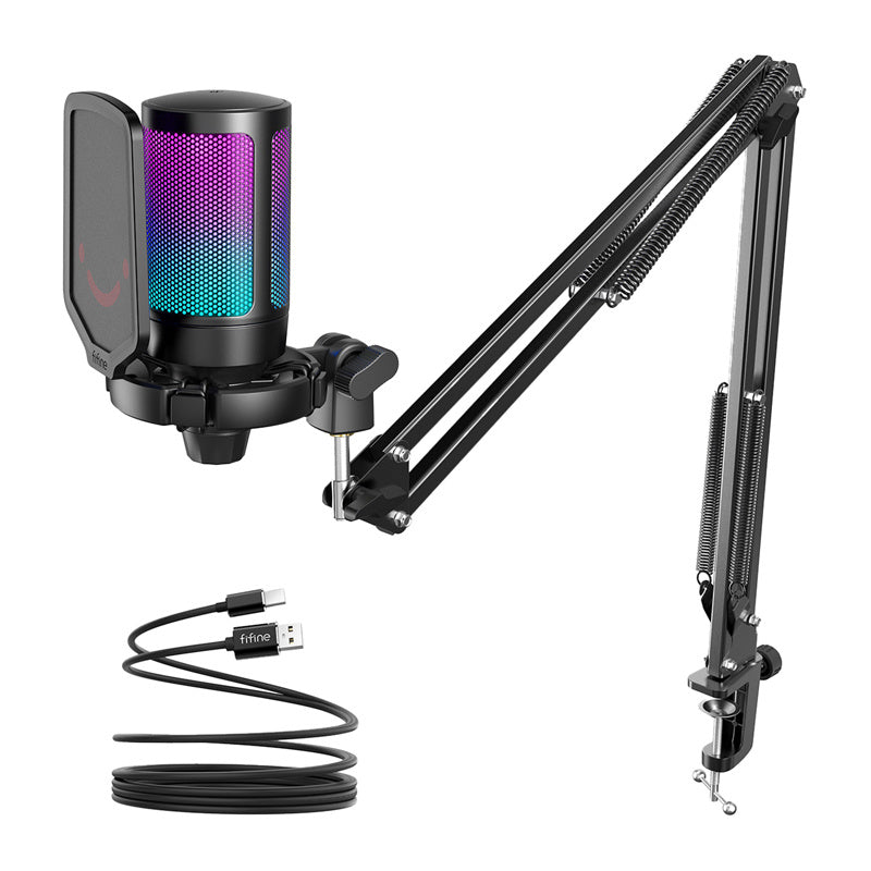 Fifine Gaming microphone with tripod A6T (Black)
