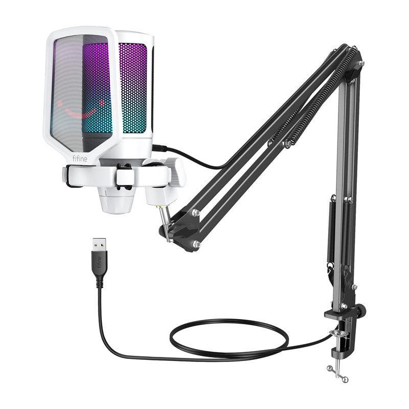 Fifine Gaming microphone with tripod A6TW (white)