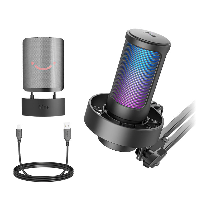 Fifine Condenser microphone A8T with mount (black)