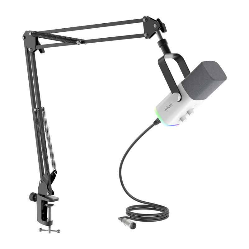 Fifine Gaming microphone AM8TW with boom arm (white)