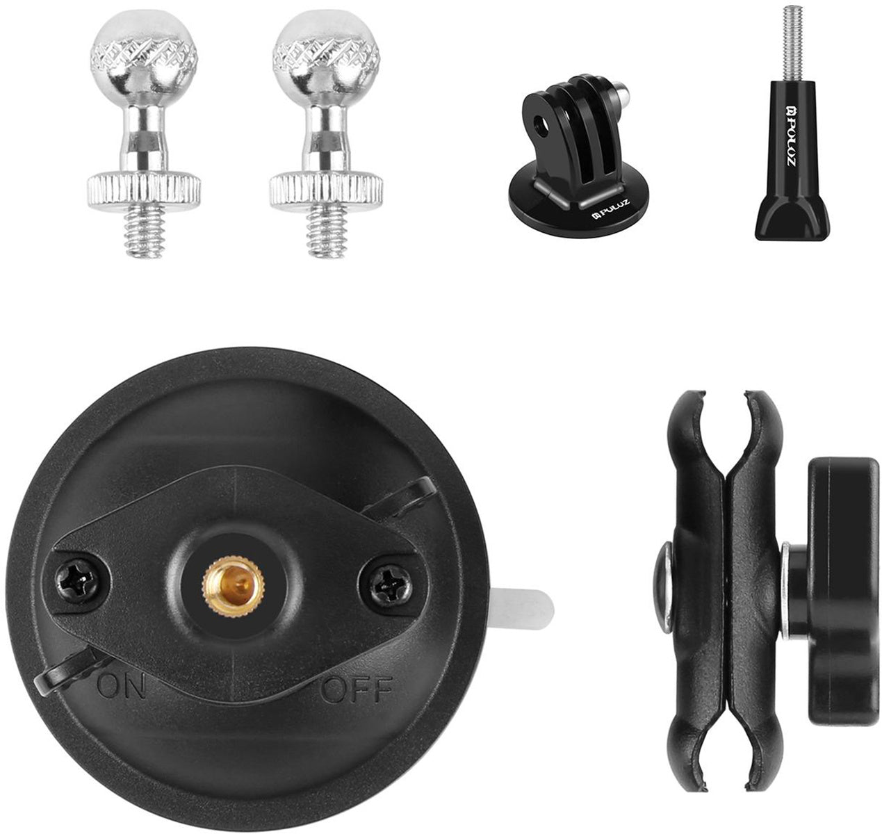 PULUZ 1/4" Magic Arm Suction Cup Mount (Black)