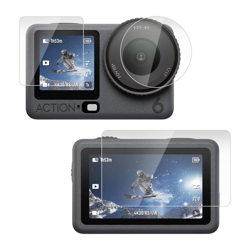 Puluz tempered glass screen protector set for DJI Osmo Action 6 (3 pcs.)