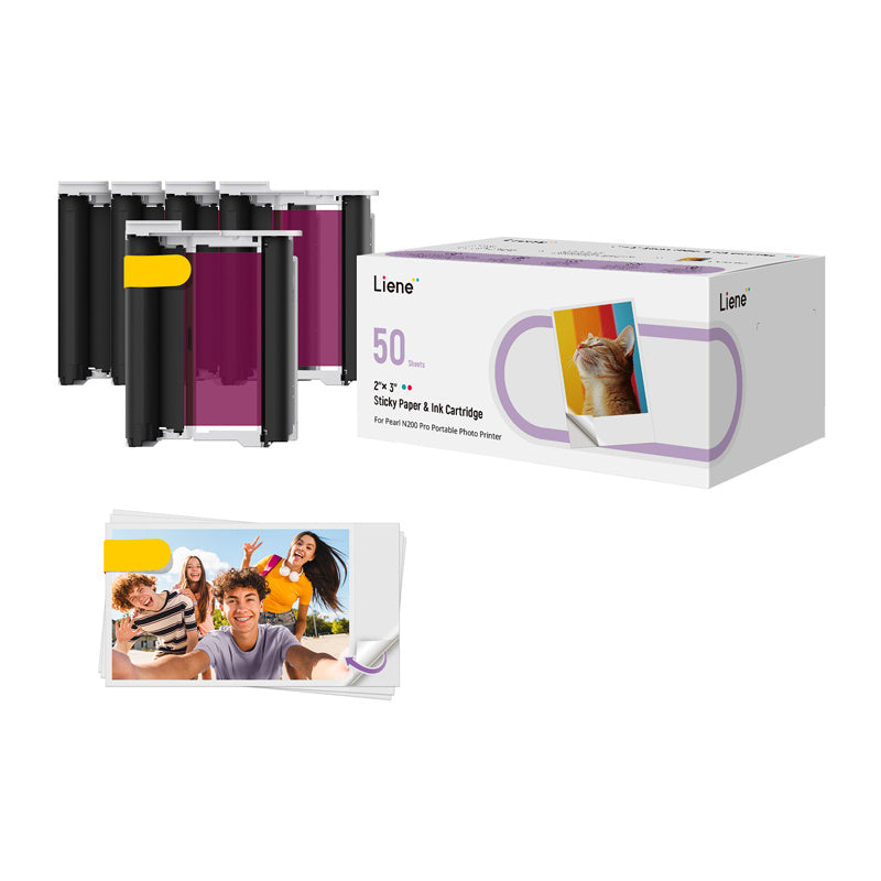 50 sheets 2x3 photo paper and 5 ink cartridges fo