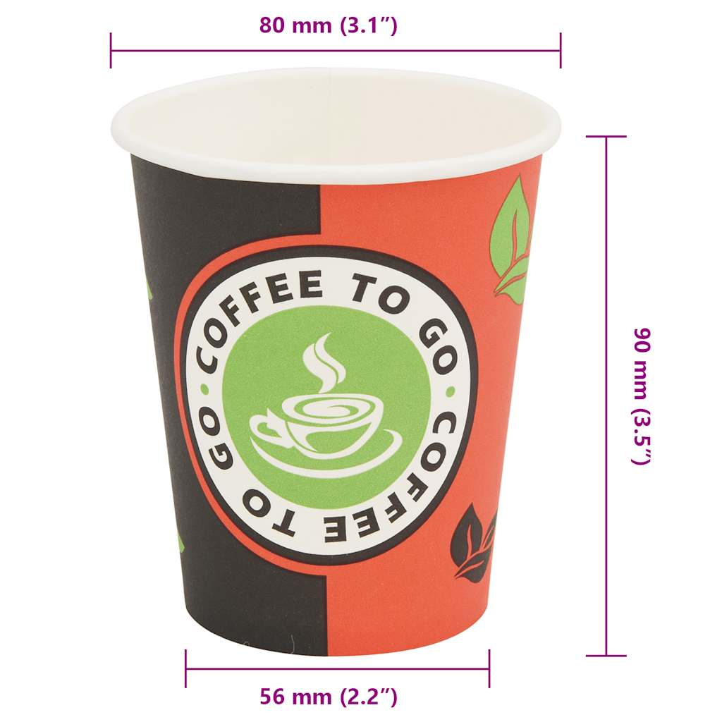 vidaXL Ποτήρια Καφέ μιας Χρήσης 1000 τεμ. 240 ml (8 oz) Χάρτινα