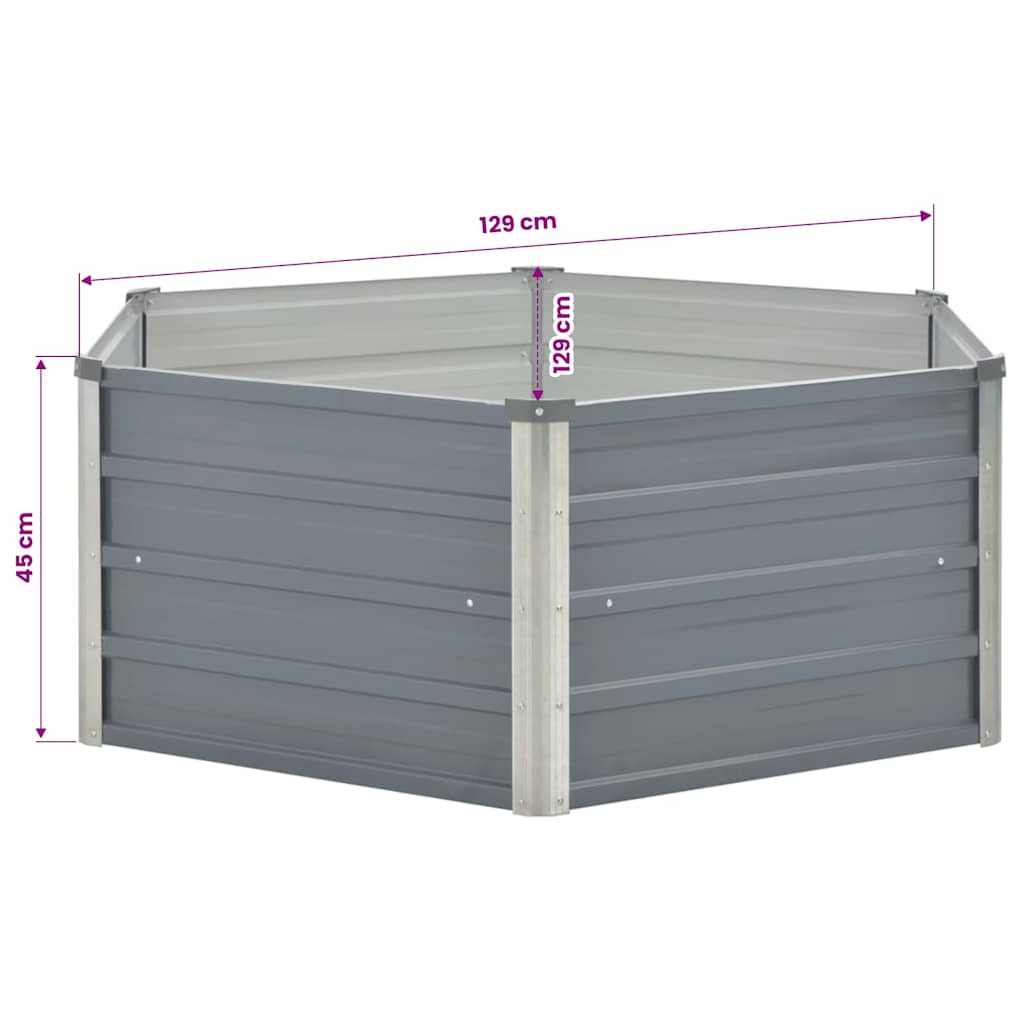 vidaXL Ζαρντινιέρα Ψηλή Γκρι 129 x 129 x 45 εκ. Γαλβανισμένος Χάλυβας