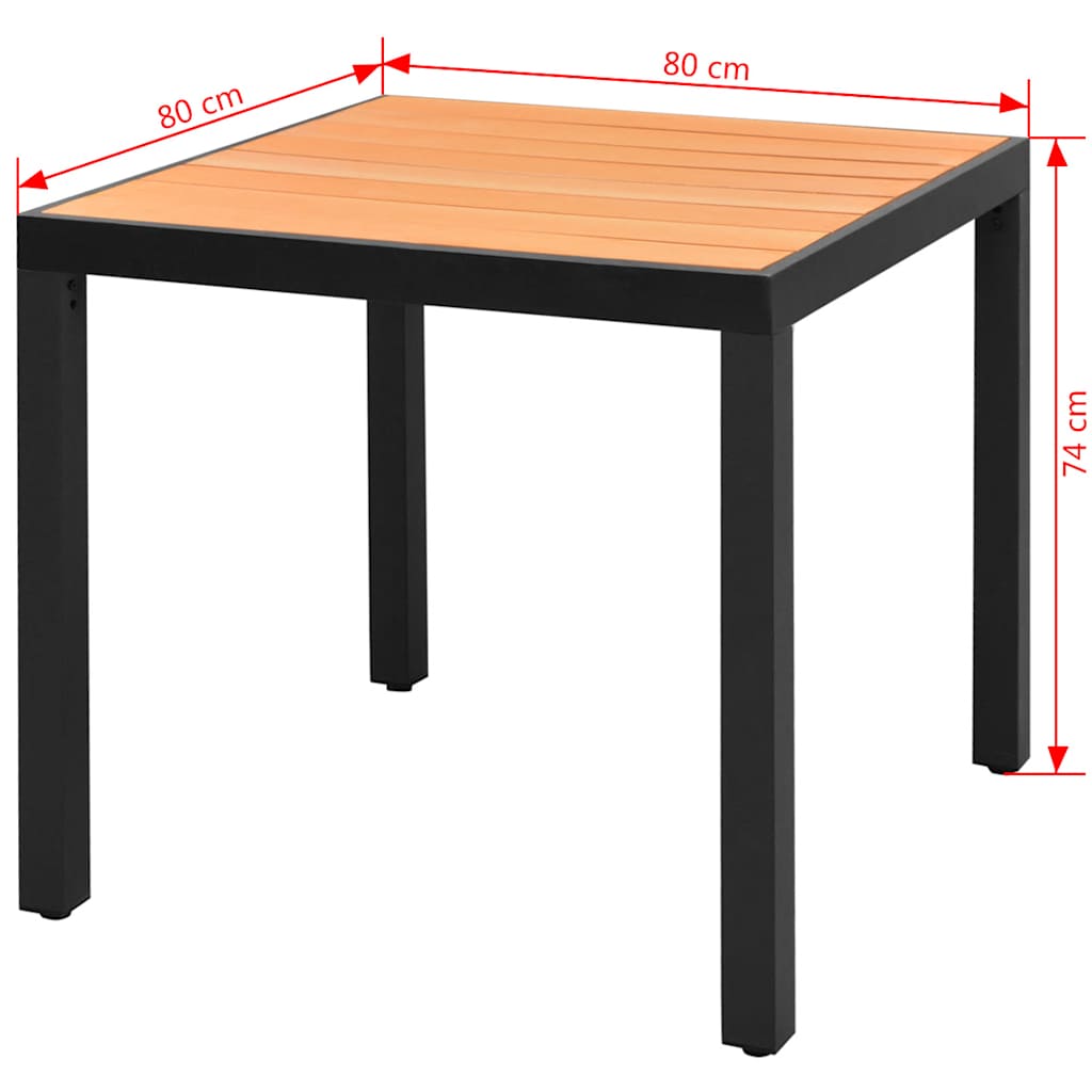 vidaXL Τραπέζι Κήπου Καφέ 80 x 80 x 74 εκ. από Αλουμίνιο / WPC