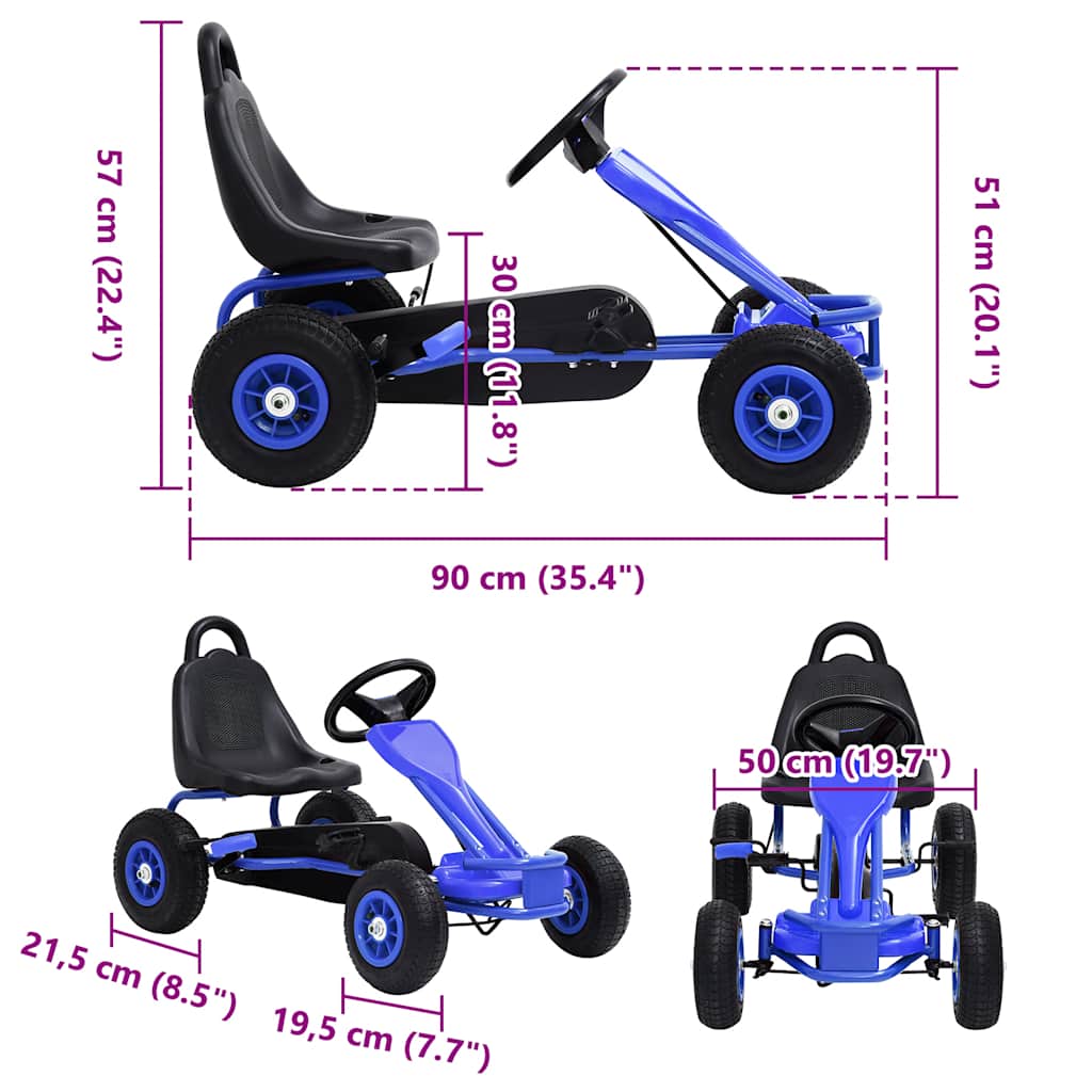 vidaXL Go Kart με Πετάλια και Λάστιχα Πεπιεσμένου Αέρα Μπλε