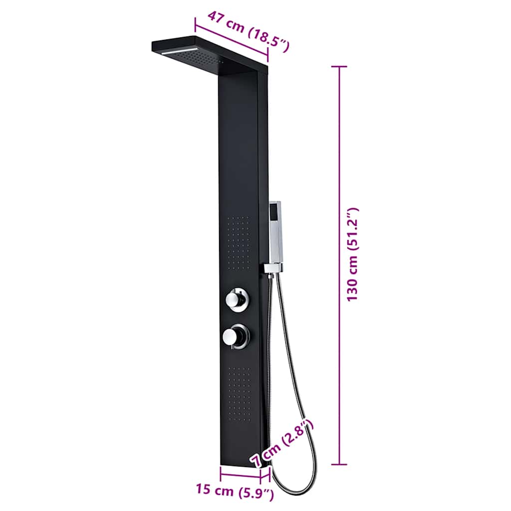 vidaXL Στήλη Ντους Υδρομασάζ Μαύρη Ματ από Αλουμίνιο