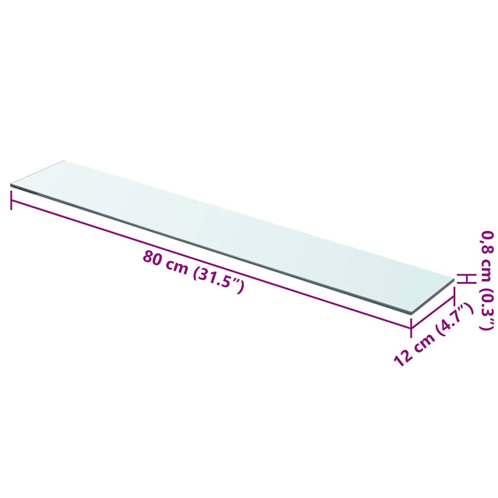 vidaXL Ράφι Πάνελ Διάφανο 80 x 12 εκ. Γυάλινο