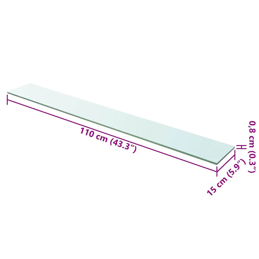 vidaXL Ράφι Πάνελ Διάφανο 110 x 15 εκ. Γυάλινο