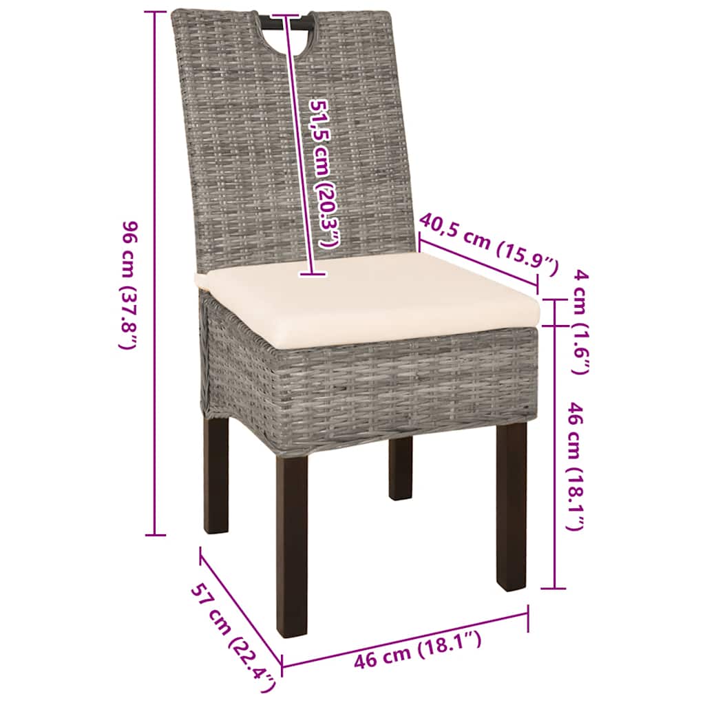 vidaXL Καρέκλες Τραπεζαρίας 6 τεμ. από Ρατάν Kubu και Ξύλο Μάνγκο