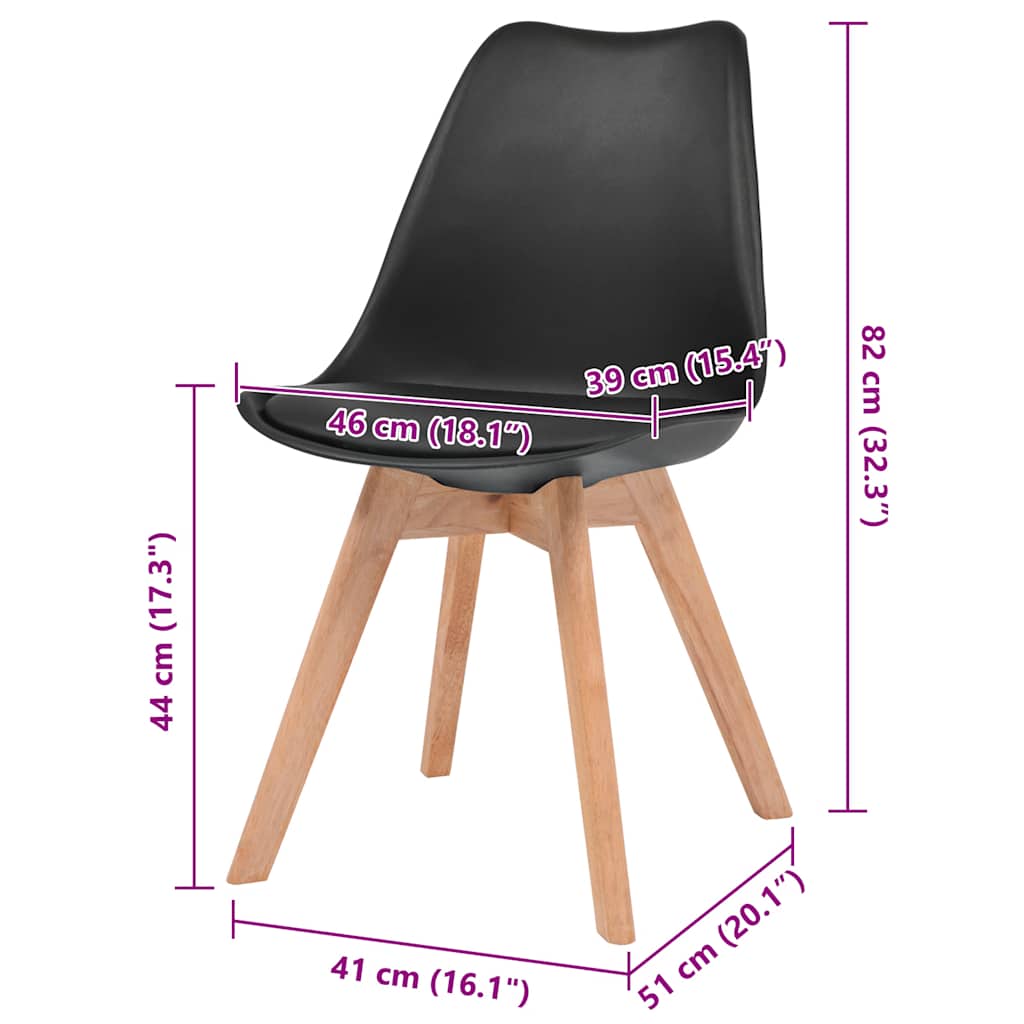 vidaXL Καρέκλες Τραπεζαρίας 4 τεμ. Μαύρες Πλαστικές