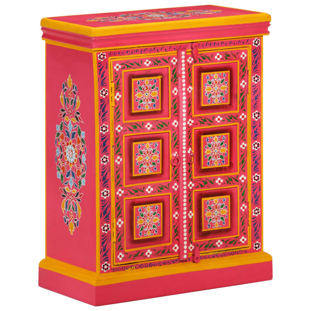 vidaXL Ψηλός Μπουφές με Χειροποίητες Λεπτομέρειες Ροζ από Ξύλο Μάνγκο