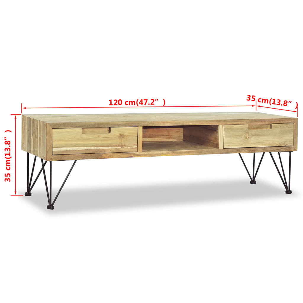 vidaXL Έπιπλο Τηλεόρασης 120 x 35 x 35 εκ. από Μασίφ Ξύλο Teak