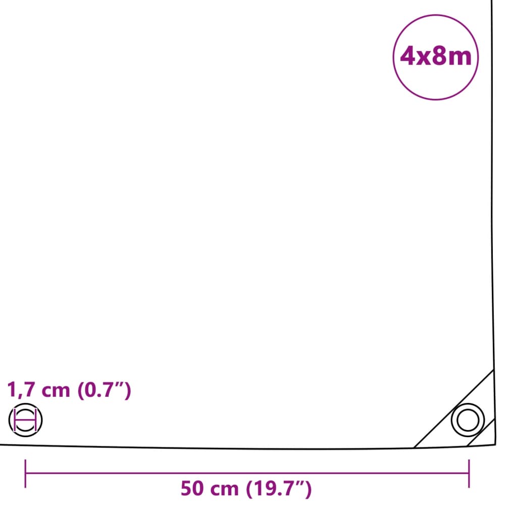 vidaXL Μουσαμάς 650 γρ./μ.² Λευκός 4 x 8 μ.