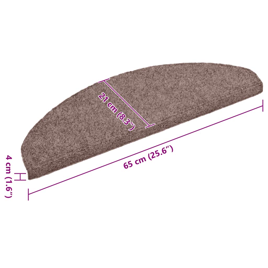 vidaXL Πατάκια Σκαλιών Αυτοκόλλητα 15 τεμ. 65x21x4 εκ. Ανοιχτό Καφέ Ημίστρογγυλά Μεγάλα