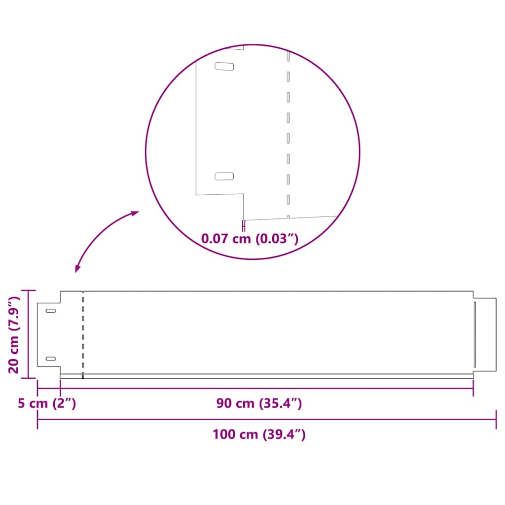 vidaXL Μπορντούρες Γκαζόν 20 τεμ. 100 x 20 εκ. Γαλβανισμένος Χάλυβας