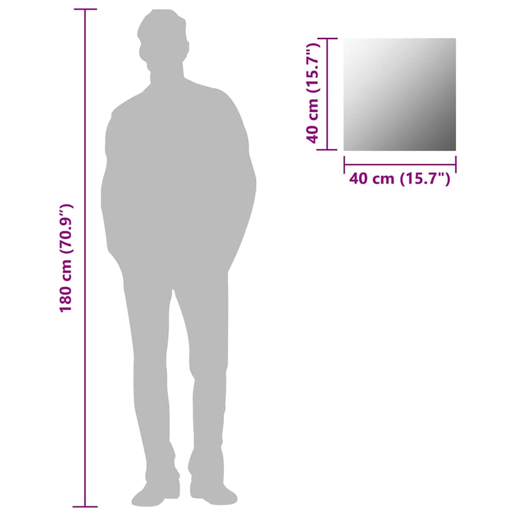 vidaXL Καθρέφτης Τοίχου Τετράγωνος 40 x 40 εκ. Γυάλινος