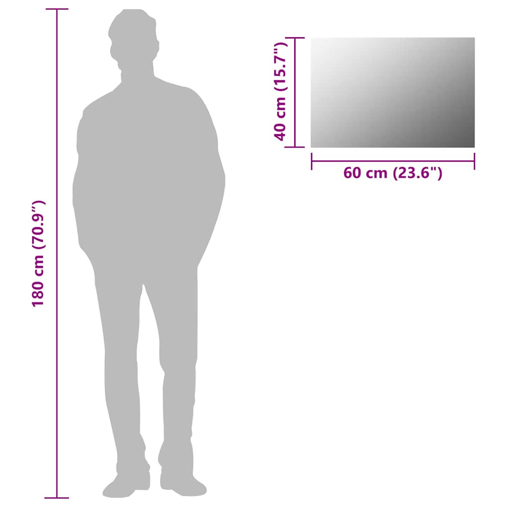 vidaXL Καθρέφτης Τοίχου Ορθογώνιος 60 x 40 εκ. Γυάλινος