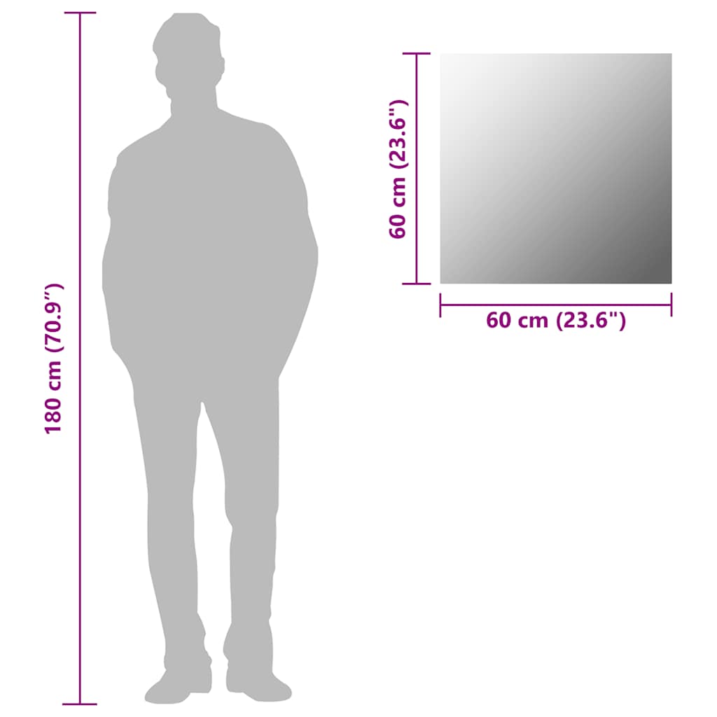 vidaXL Καθρέφτης Τοίχου Τετράγωνος 60 x 60 εκ. Γυάλινος