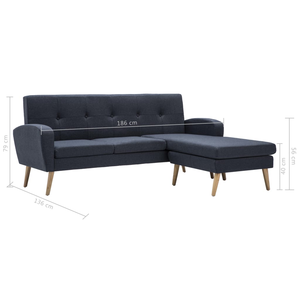 vidaXL Καναπές Γωνιακός Σκούρο Γκρι 186 x 136 x 79 εκ. Υφασμάτινος