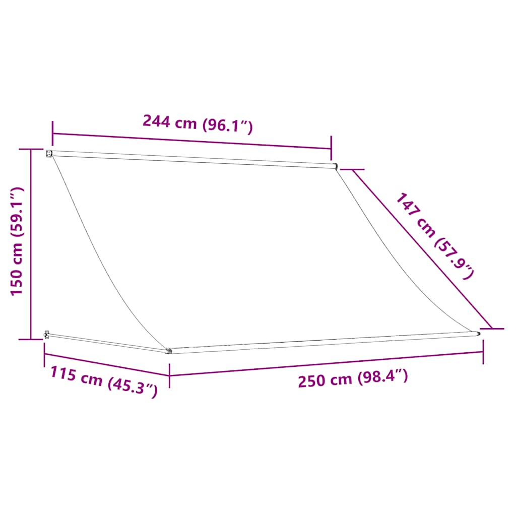 vidaXL Τέντα Συρόμενη Ανθρακί 250 x 150 εκ.