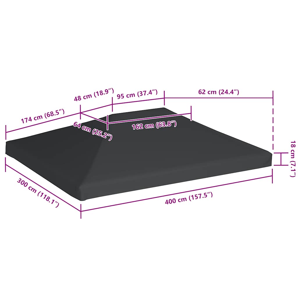 vidaXL Κάλυμμα για Κιόσκι Γκρι 4 x 3 μ. 310 γρ./μ²