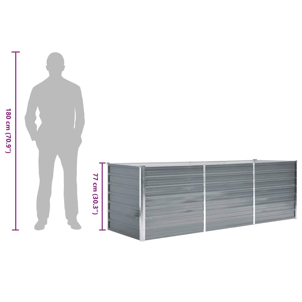 vidaXL Ζαρντινιέρα Υπερυψωμένη Γκρι 240x80x77 εκ. Γαλβανισμ. Χάλυβας