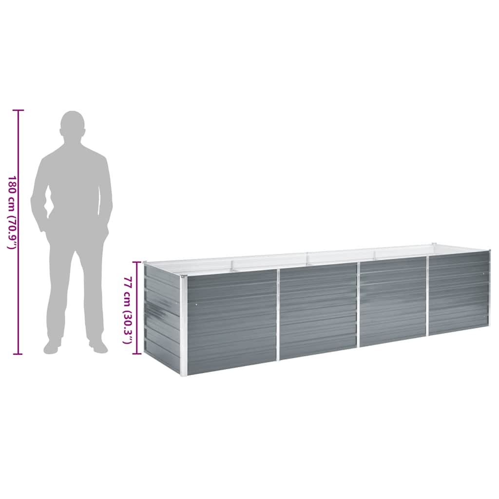 vidaXL Ζαρντινιέρα Υπερυψωμένη Γκρι 320x80x77 εκ. Γαλβανισμ. Χάλυβας