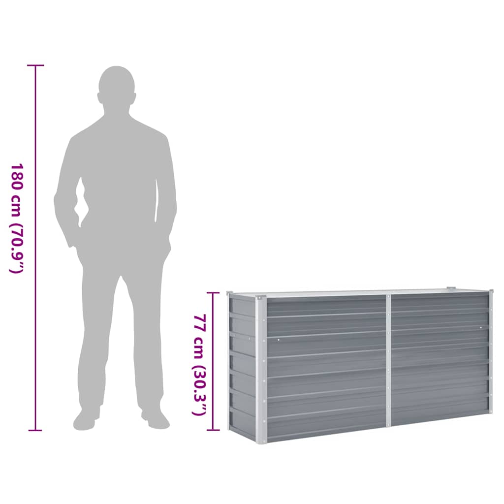vidaXL Ζαρντινιέρα Υπερυψωμένη Γκρι 160x40x77 εκ. Γαλβανισμ. Χάλυβας
