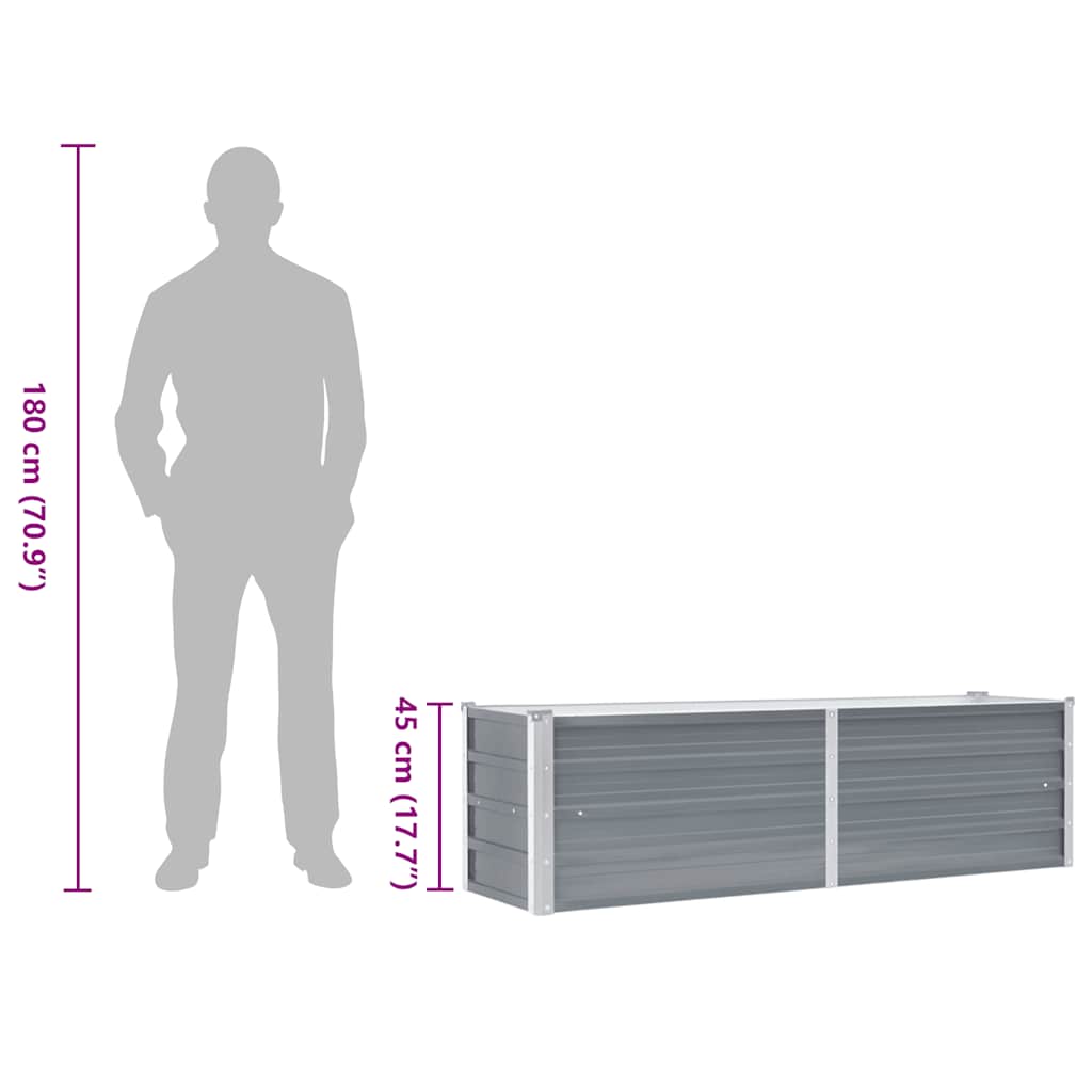 vidaXL Ζαρντινιέρα Υπερυψωμένη Γκρι 160x40x45 εκ. Γαλβανισμ. Χάλυβας