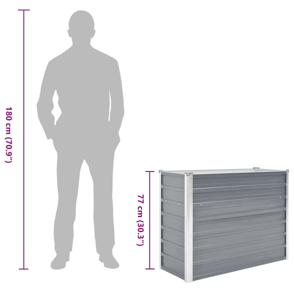 vidaXL Ζαρντινιέρα Υπερυψωμένη Γκρι 100x40x77 εκ. Γαλβανισμ. Χάλυβας