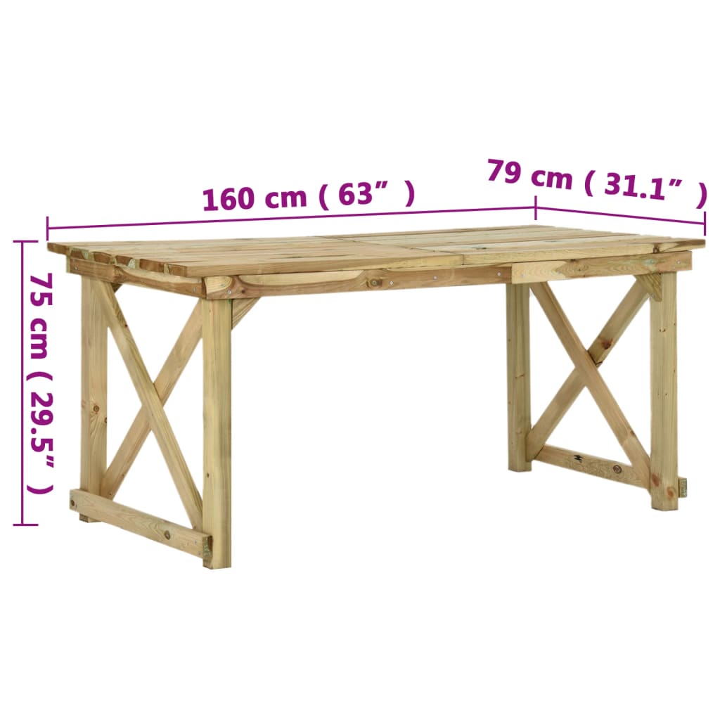 vidaXL Τραπέζι Κήπου 160 x 79 x 75 εκ. Ξύλινο