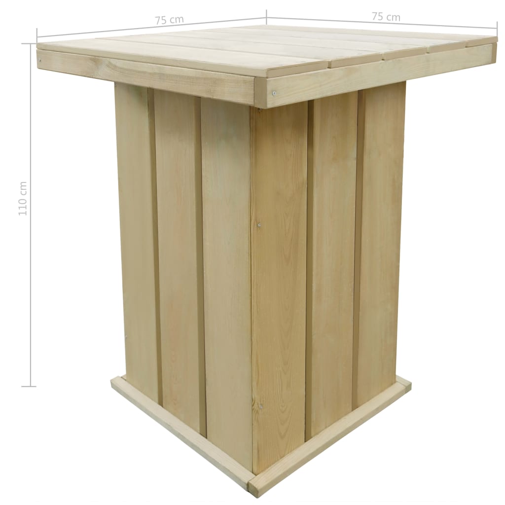 vidaXL Τραπέζι Μπαρ 75 x 75 x 110 εκ. από Εμποτισμένο Ξύλο Πεύκου